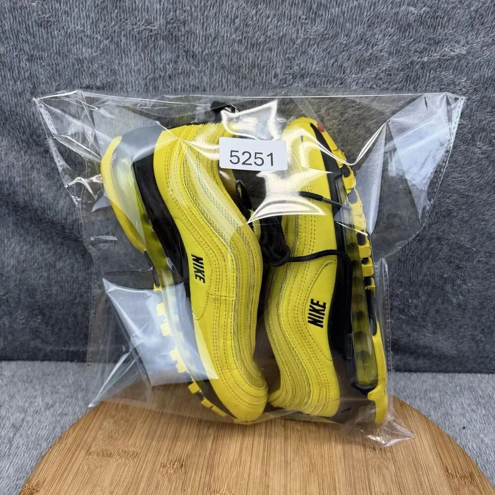 Nike Air Max 97 Shoes Boys Size 5Y Yellow Black Running Sneakers BV1242-700